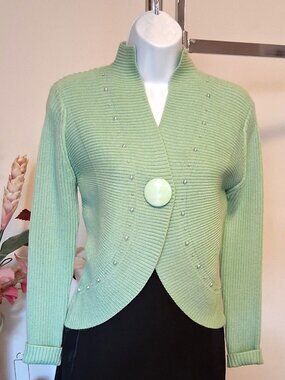 High Quality Knit Shrug Cardigan Sweater - Soft Spring Fall Knitwear - Green 6